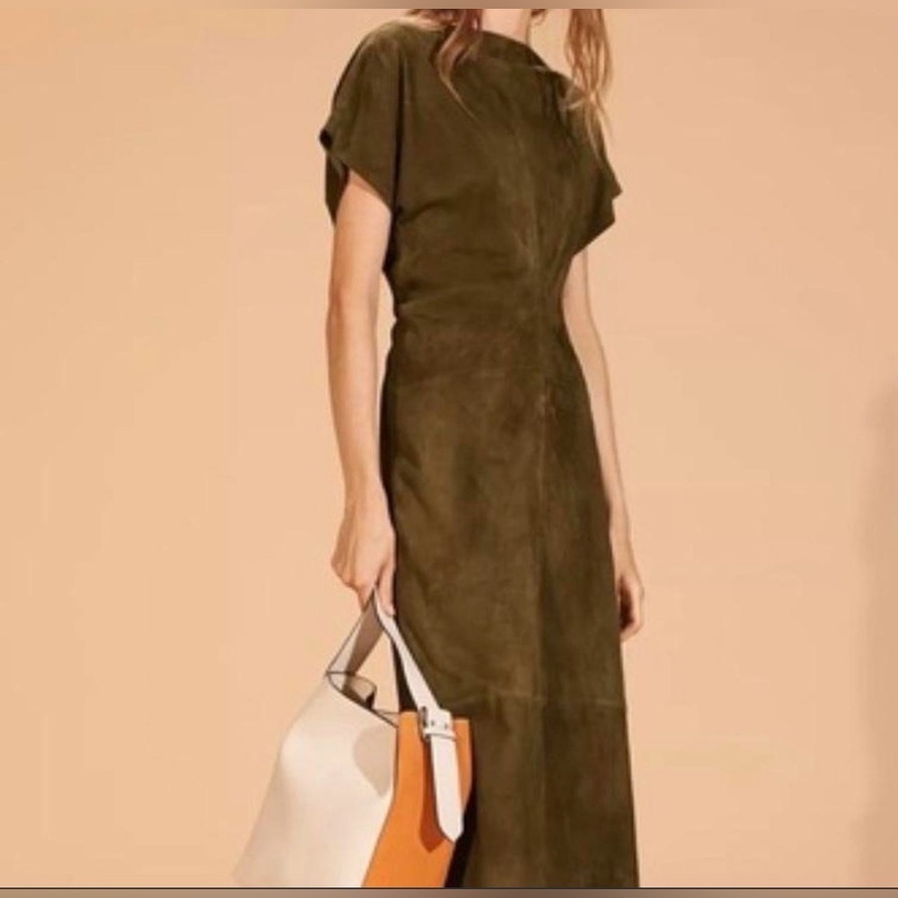 🔥🔥Zara suede limited edition Olive Green Midi Dress
